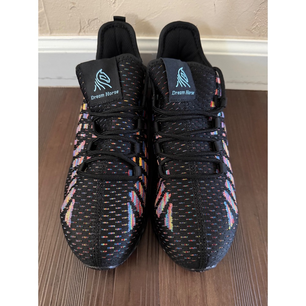 Dream Horse Steel Toe Safety Sneakers Black Multi Color Knit 22010 US 7.5 EU 40